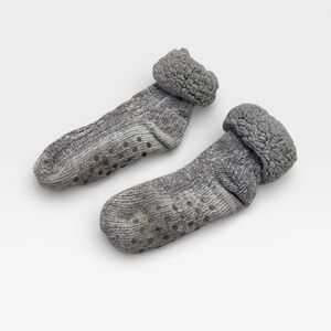Gray Plush Slipper Socks Adult Sizes 6-10 W